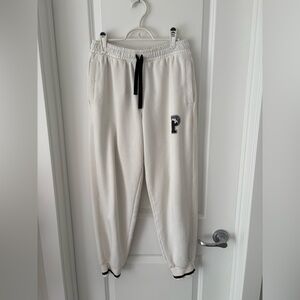 PUMA White Fleece-Lined Joggers – Size S